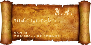 Mihályi Azár névjegykártya